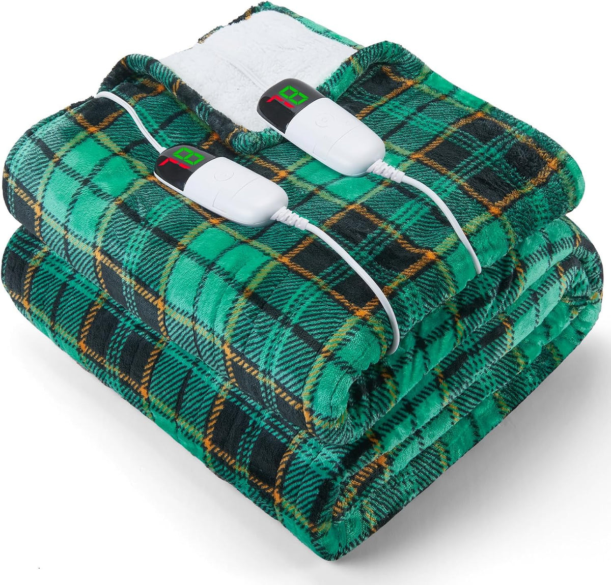 Heated Blanket Electric Throw 50X60 Heating Blanket with 10 Heating Levels 8 Hours Auto Off, Blue Plaid Sherpa Blankets Winter Warmer, Home Decor for Couch Bed Office,Gifts for Mom, Women,Washable