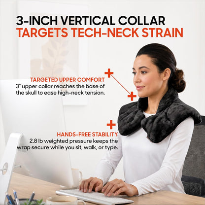 Sharper Image Heated Neck & Shoulder Wrap - Microwavable Warm & Cooling Plush Pad, Scented Aromatherapy (100% Natural Lavender & Herb Spa Blend), Pain Tension Headache Relief Therapy, Gift for Women