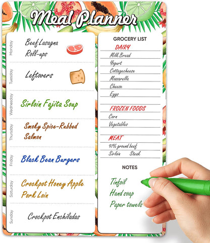 Dry Erase Magnetic Meal Planner for Refrigerator A4 (8.5x12 inch) - Magnet Weekly Menu Board for Fridge - Magnetic Menu White Board - Fridge Meal Planner Magnet - Dinner Meal Planner Dry Erase Board