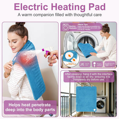 Heating Pad,Heated Blanket,Heating Pad for Back Neck,Grey,24x12 Inch | Electric Heating Pad,Dry/Moist Heat Heating Pads,Heating Pads for Shoulder,Abdomen,Heat Pad for Women Men,Birthday Gift