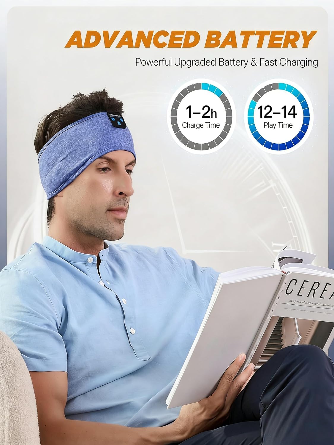 Perytong Sleep Headphones Bluetooth 5.4 Headband, Wireless Sleep Headphones for Side Sleepers - Sleeping Headband with Ultra-Thin Speaker Microphone Handsfree Gift Ideas for Women Men