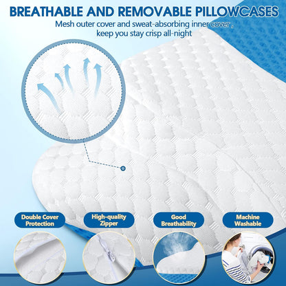 CHxxy Memory Foam Pillows, Cervical Pillow for Neck & Shoulder Pain Relief | Ergonomic Contour Bed Pillow, Soft for Side Sleep Stomach Sleeping and Back Sleeper-Queen Size&Grey