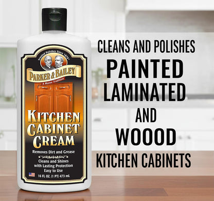 Parker and Bailey Kitchen Cabinet Cream-Wood Cleaner-Grease Remover 16 oz (1) | Wood degreaser that restores and protects cabinets naturally