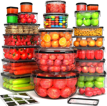 5 Pack Large Fruit Storage Containers for Fridge with Removable Colander | Plastic Food Storage Containers with Lids Airtight-Leak Proof Refrigerator Organizers and Storage of Vegetable