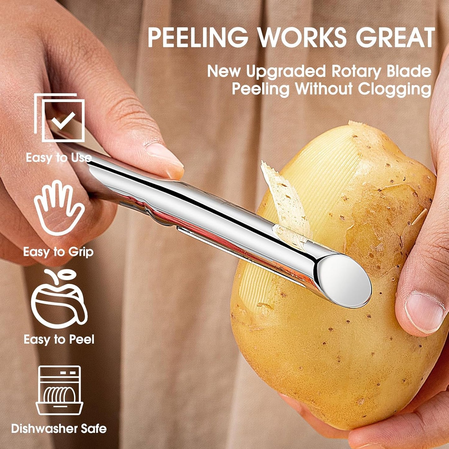 Vegetable Peeler for Kitchen Ultra Sharp Potato Peeler, 10-Year No-Rust Fruit & Veggie Peeler, Potato Peeler Hand, Premium Stainless Steel I-Peeler for Apple Carrot Cucumber