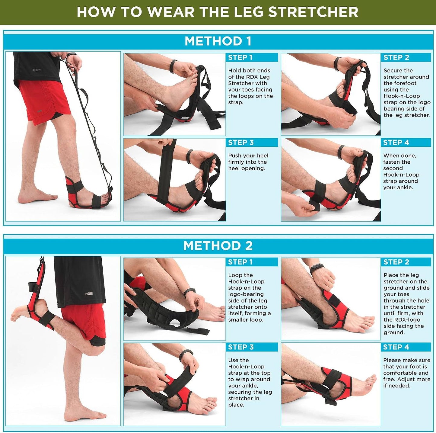 RDX Yoga Stretching Strap, Ankle Ligament Stretcher Belt with Loops Ligament Stretch Band, Fitness Leg Stretcher for Plantar Fasciitis, Foot Stretch Assist for Hamstring, Flexibility Exercise