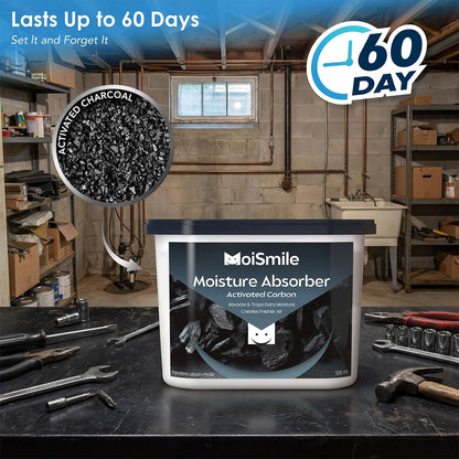 Moisture Absorbers with Activated Charcoal, Humidity Control & Air Deodorizing Preparations for Closet, Bathroom, Basement, Car & RV, 3 Pack