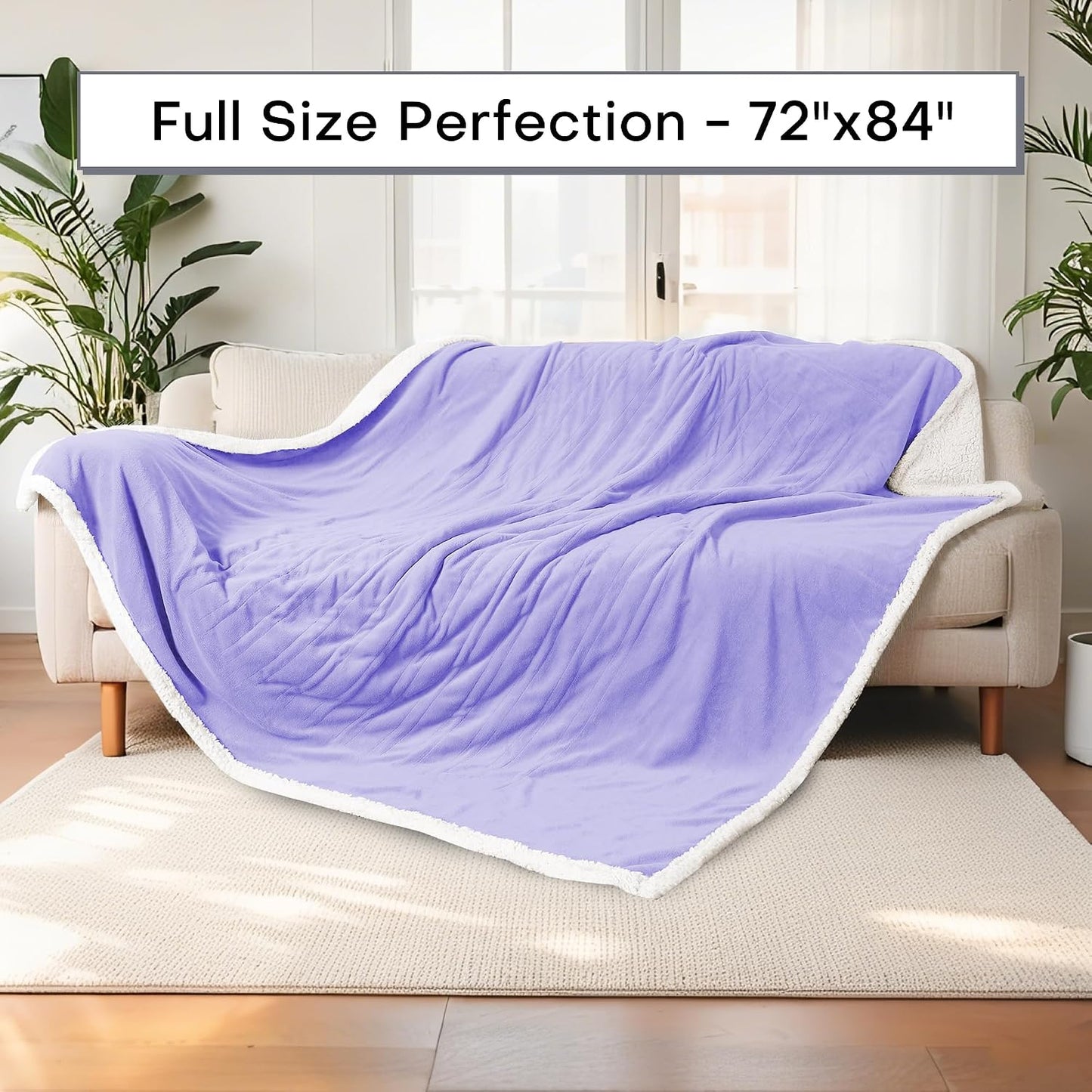 Electric Heated Blanket Full Size 72"x84" – Light Gray | ETL for Safe Overnight, 4 Heat Settings & 10H Auto Off, Dual-Sided Microplush Sherpa for Home Night, Machine washable