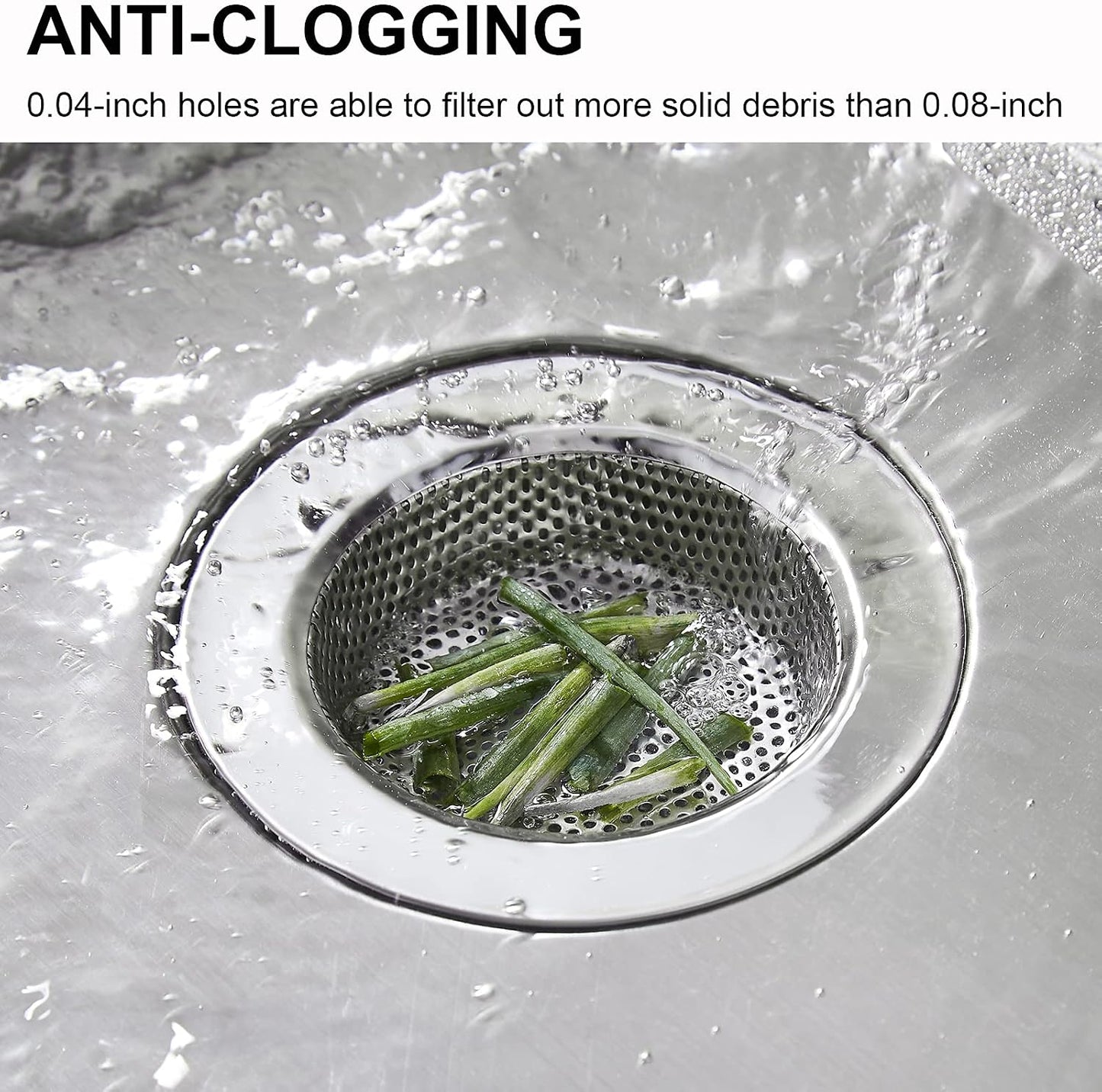 LASSHSWA 2 Pcs Kitchen Sink Strainer Stainless Steel, Mesh and Punching, Kitchen Sink Drain Strainer, Sink Strainers with Large Wide Rim 4.5" Diameter for Kitchen Sinks