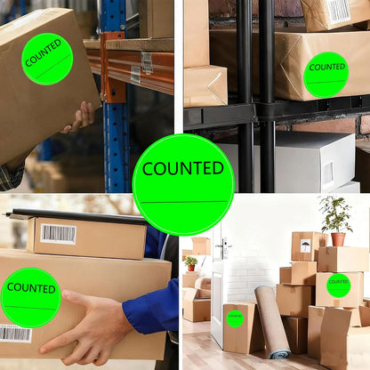 Counted Stickers 2 Inch Counted Inventory Control Labels 500 Pcs Counted Shipping Labels Round Circle Counted Stickers for Round Adhesive Writable Inventory Control Shipping and Inventory (Green)