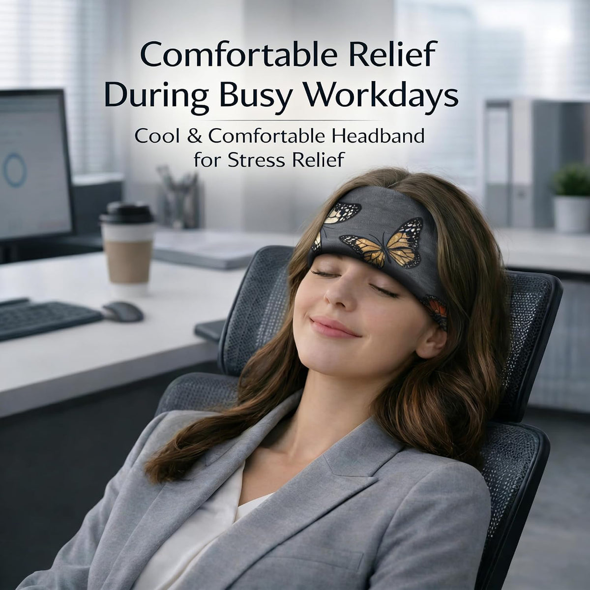 Crimmy Migraine Relief Cap, Headache Ice Pack Headband, Cold Face Eye Mask