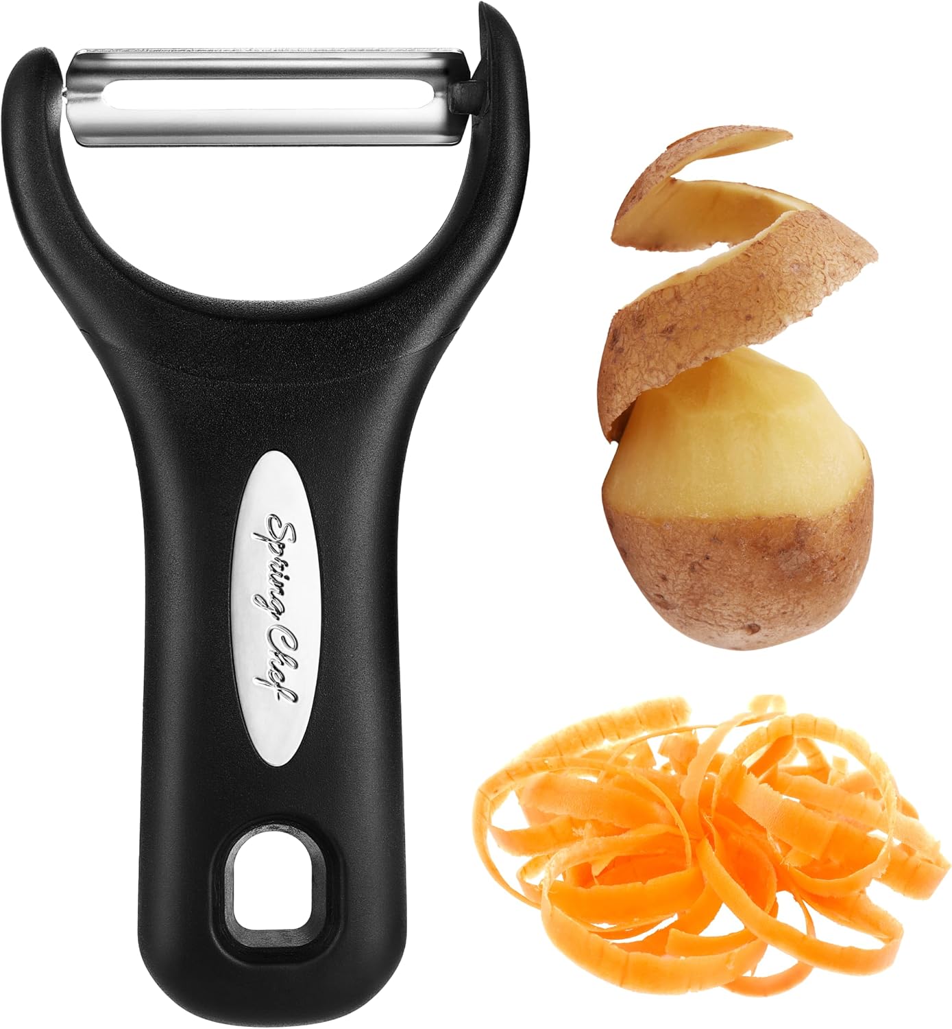 Spring Chef 3pcs Vegetable Peelers for Kitchen, Swivel, Y & Julienne Peeler | Premium Stainless Steel Potato Peelers with Soft Grip Handles, Ultra Sharp Blades for Fruits, Veggies, Apples, Carrots