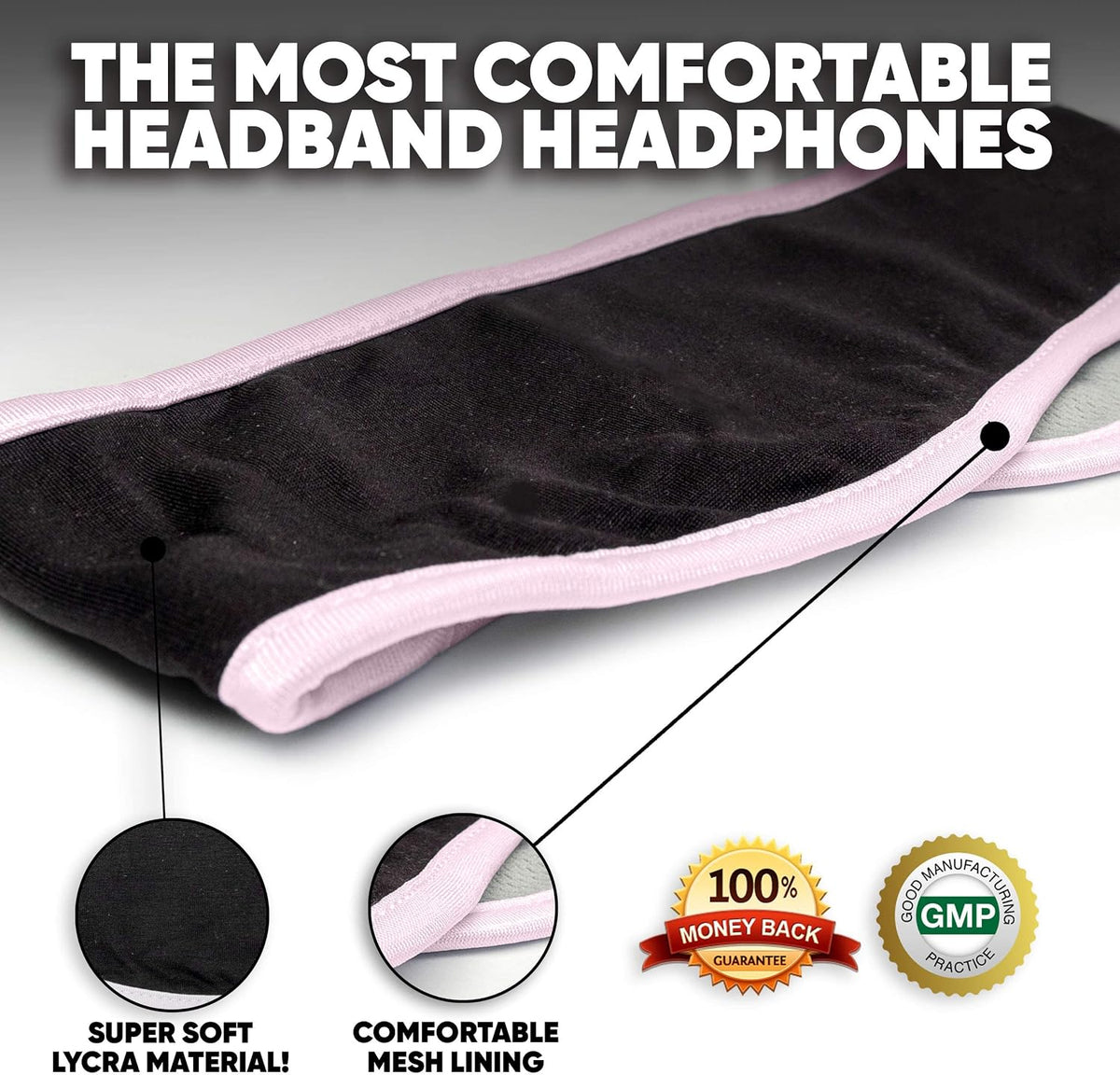 CozyPhones Sleep Headphones - Over Ear Headphones from Ultra Thin Cool Mesh Wired for Side Sleepers, Meditation, Running, Laptop, and Phone - White