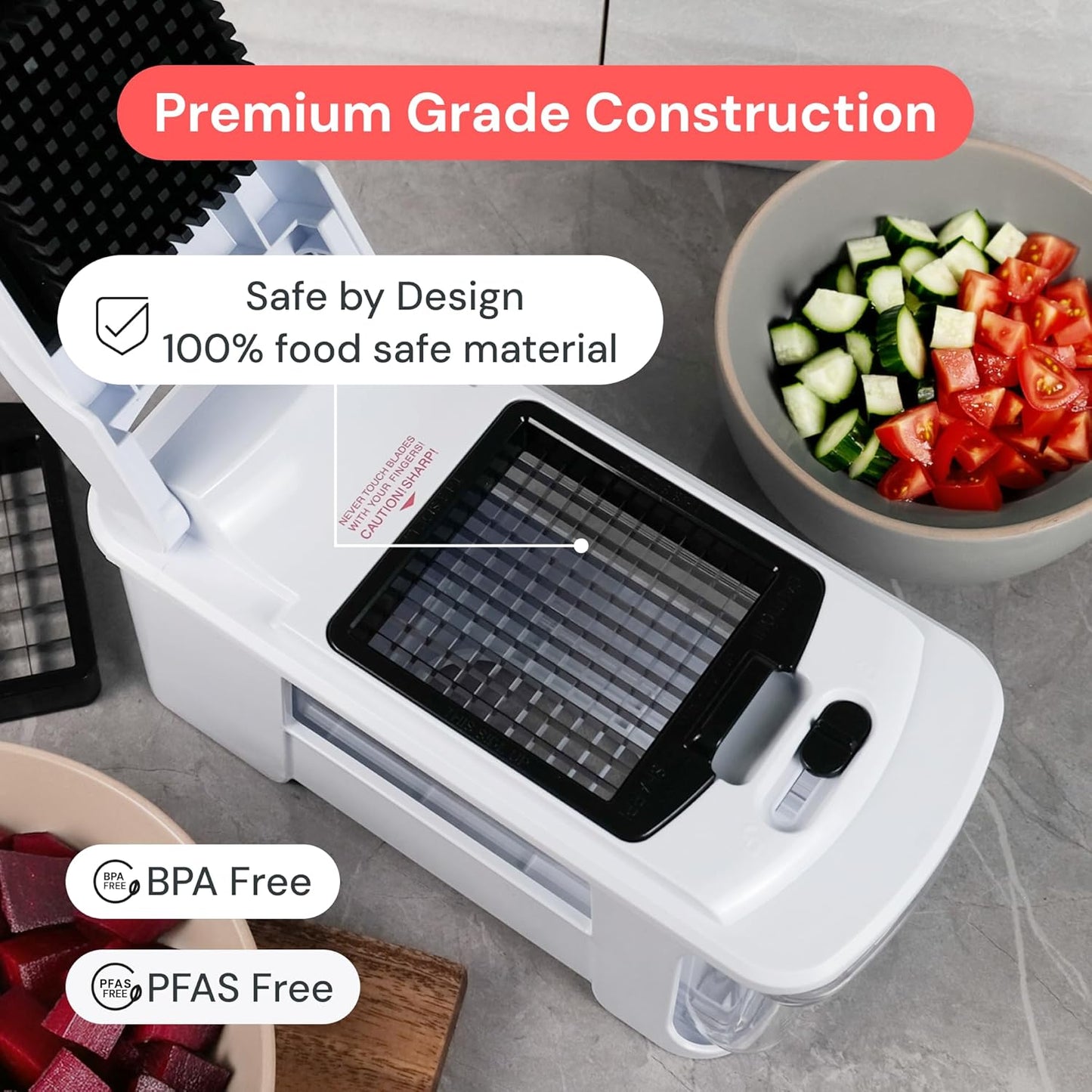 Fullstar Pro XL Vegetable Chopper & Mandoline Slicer w Pull-Out Catch Tray | 6 in 1 Veggie, Onion & Fruit Slicer, Dicer & Grater with Sharp Stainless Steel Blades - XL Food Prep Set (Black)