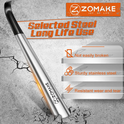 ZOMAKE Shoe Horn Long Handle for Seniors Men Women, Metal Shoehorn 16.5" | Stainless Steel Boot Horn Shoe Spoon Helper, Comfort Grip Handle, Smooth Edges, No Bending Required, Shoe Care for Daily Use