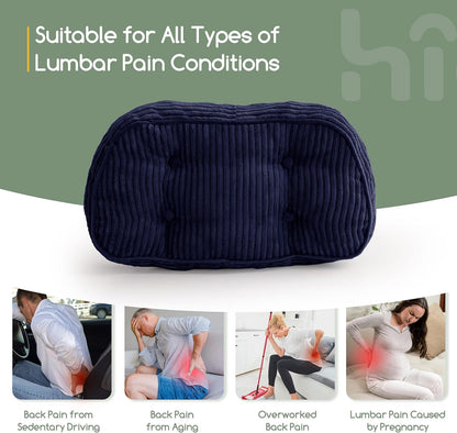 HIGOGOGO Lumbar Support Pillow for Recliner Chair/Accent Chair/Couch/Office Chair, Tufted Corduroy Back Support Cushion for Elderly, Recliner Cushions for Back Rest, Pain Relief, Reading, Dark Grey