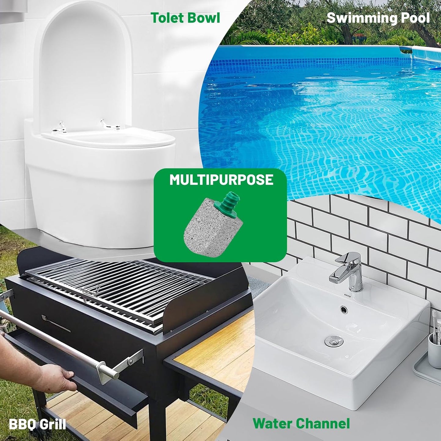 Pumice Stone Toilet Bowl Cleaner for Hard Water Ring & Stains | Removes hard water rings, calcium buildup & rust stains from toilet bowls without scratching porcelain.