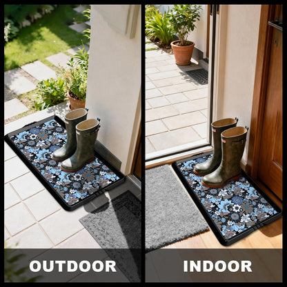 BEHERO Boot Tray Shoe Mat Decorative Patterned, Rubber Shoe Matt Tray Indoor/Outdoor Use, 16" x27.5" Shoe Cleaning Mat Non-Slip, Shoe Storage Waterproof Flower Prints for Entryway, Velvet Bloom