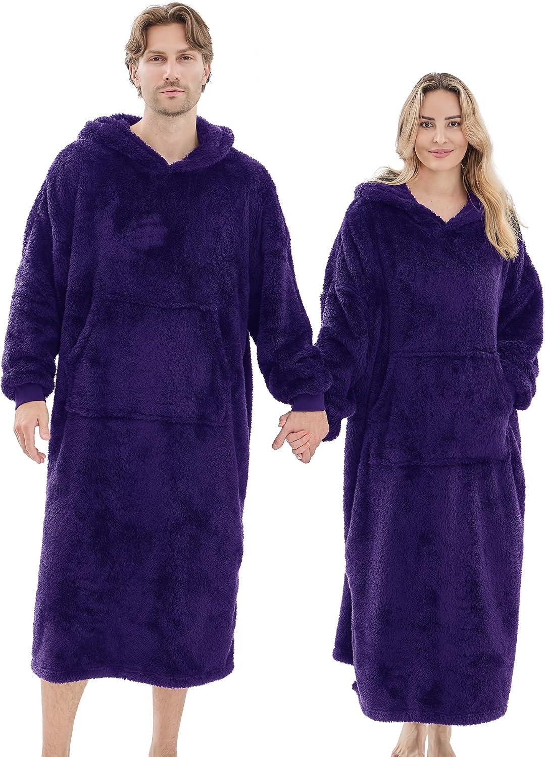 PJGGZ Wearable Blanket Hoodie for Women Men, Fleece Warm Comfy Hooded Sweatshirt with Pockets & Sleeves Cozy Gift for Adult