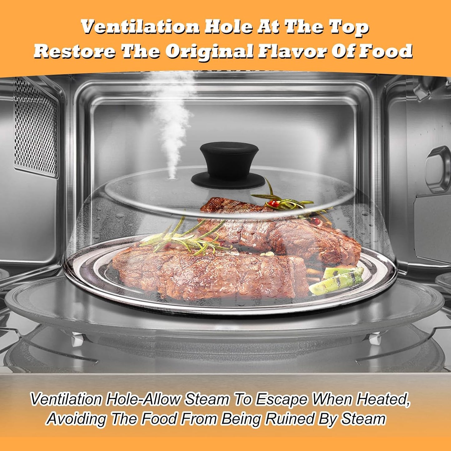 10in Glass Microwave Cover for Food,Glass Microwave Cover,Food Grade | 10in Glass Microwave Cover for Food, Microwave Plate Lid with Vent Holes & Easy-Grip Handle
