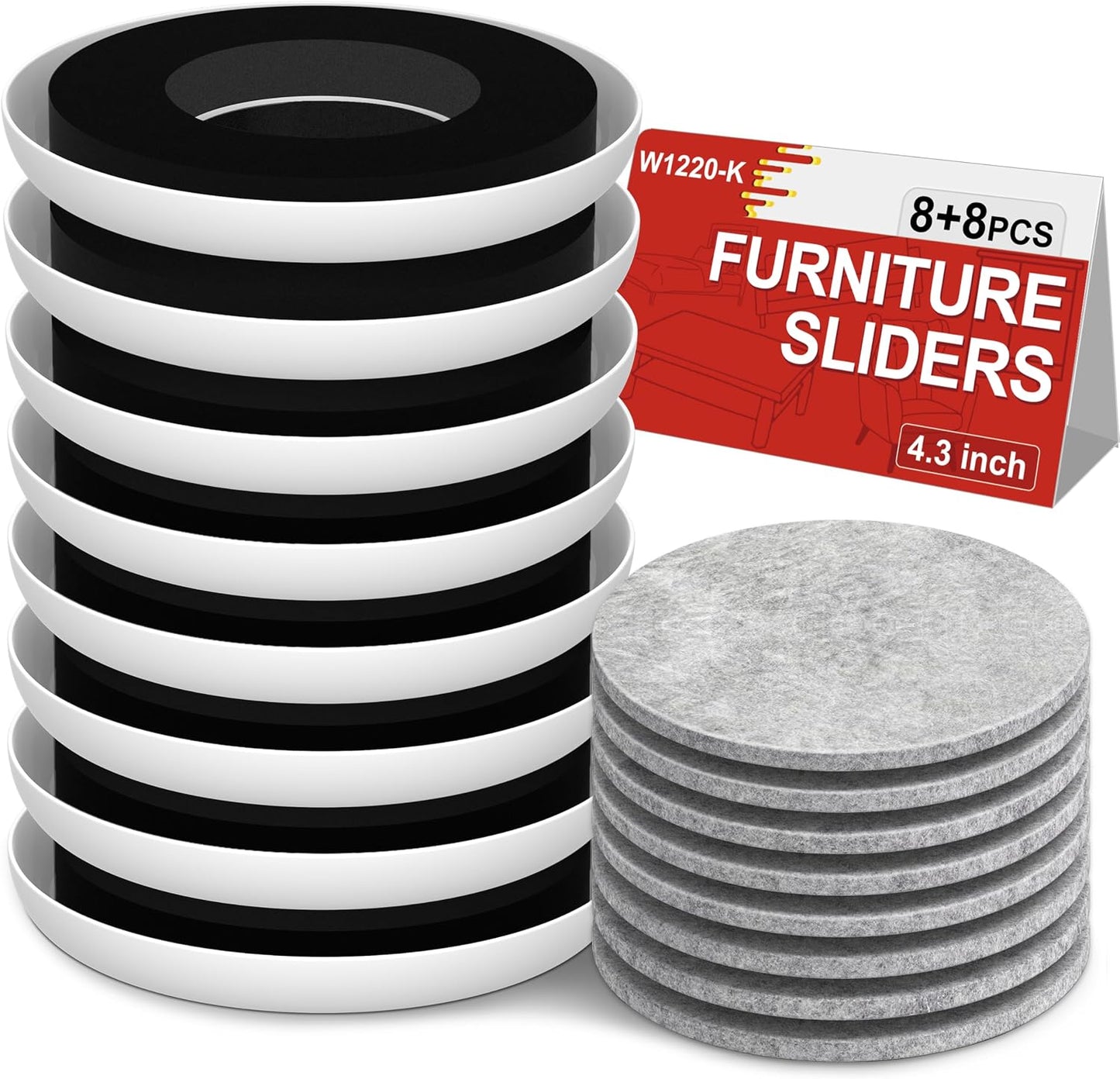 New Upgrade Furniture Sliders: Multi-Surface 3-in-1 Furniture Movers Slider | Heavy Moving Pads with 8PCS 4.3" Carpet Sliders + 4PCS Hard Floor Socks + 1 Lifter - Protect Floor and Easily Move Furniture