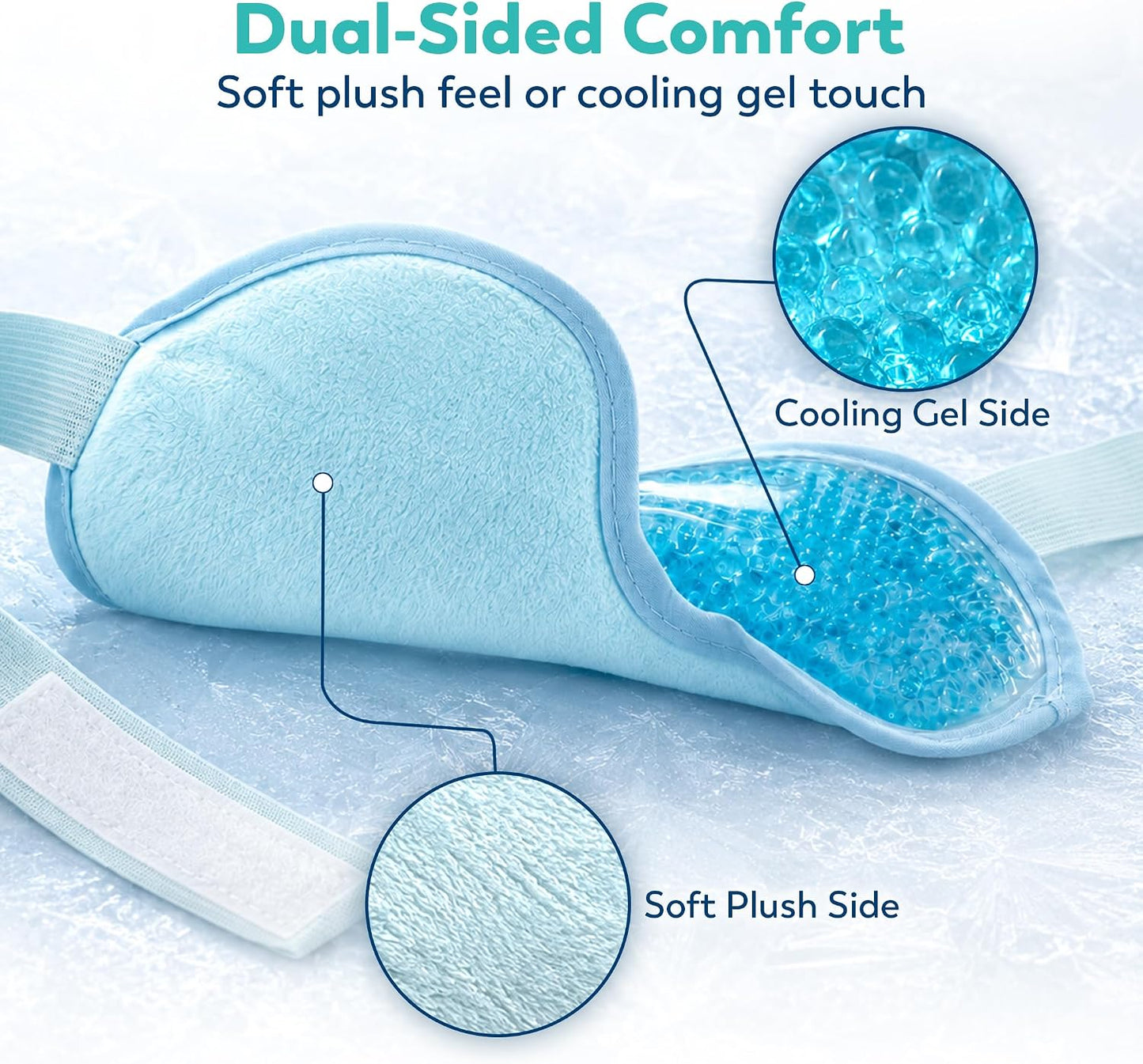 Boston Tech EyeCool Hot & Cold Gel Eye Mask, Reusable Cooling Eye Mask for Puffy-Looking & Tired Eyes, Flexible Gel Beads, Adjustable Strap, (Blue)