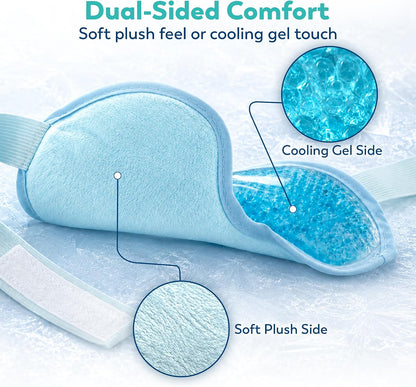 Boston Tech EyeCool Hot & Cold Gel Eye Mask, Reusable Cooling Eye Mask for Puffy-Looking & Tired Eyes, Flexible Gel Beads, Adjustable Strap, (Blue)