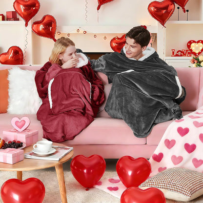 yescool Wearable Blanket Hoodie, Flannel Sherpa Fleece Blanket Sweatshirt for Adults Women Men,One Size Fits All - Colors B