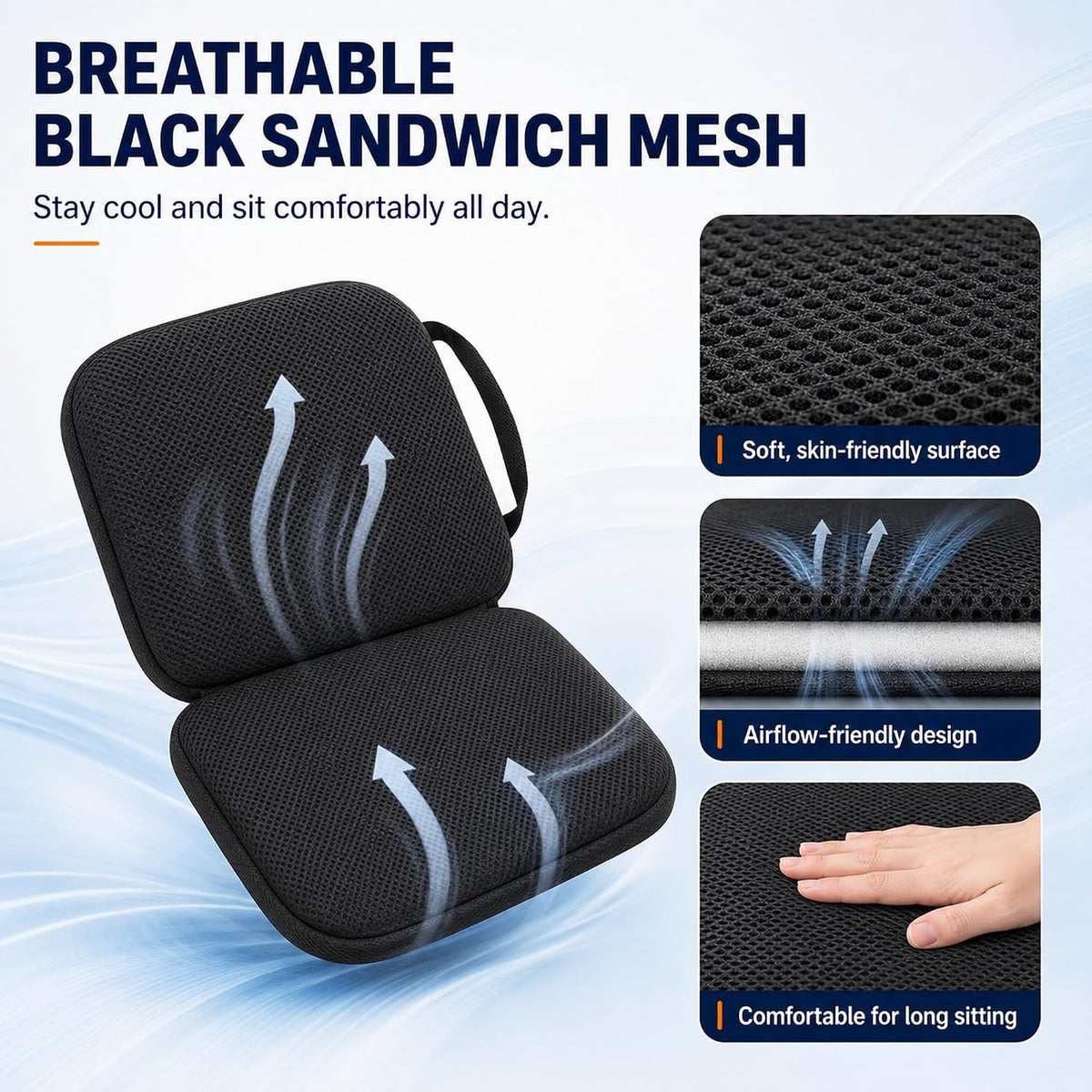 Sojoy iGelComfort 3 in 1 Foldable Gel Seat Cushion Featured with Memory Foam (A Must-Have Travel Cushion! Smart, Easy Travel Cushion) (Size: 18.5“ x 15" x 2")