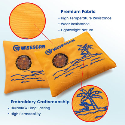Wisesorb 500g 2pcs Rechargeable Car Dehumidifier Moisture Absorbers Bags, Reusable Desiccant Color Indicating Silica Gel Packets, Microwave Reactivated Visible Desiccant Packs for Car Closet Basement