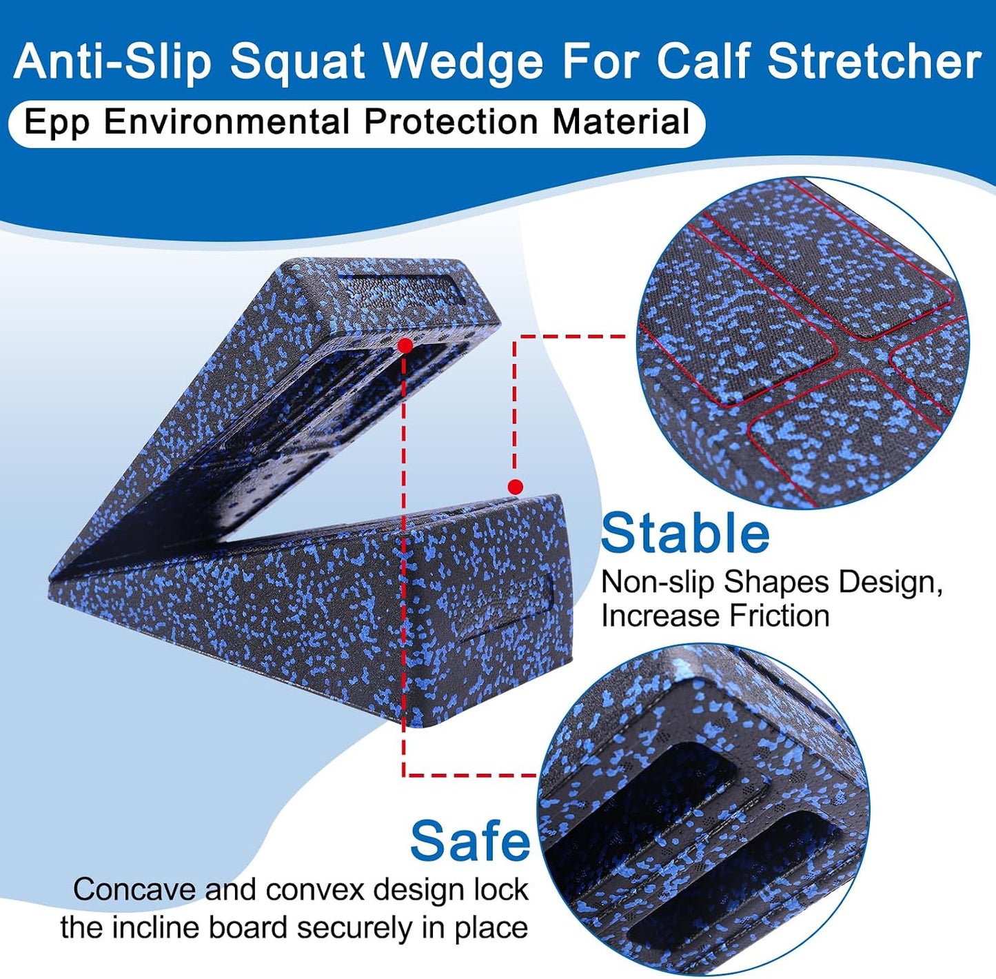 Slant Board 3 Pcs Squat Wedge for Calf Stretching | 12" x 6.3" With Carry Bag，Adjustable Foam Slant Board Wedge Great for Exercises，Foot Stretcher for Plantar Fasciitis