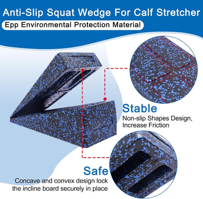 Slant Board 3 Pcs Squat Wedge for Calf Stretching | 12" x 6.3" With Carry Bag，Adjustable Foam Slant Board Wedge Great for Exercises，Foot Stretcher for Plantar Fasciitis
