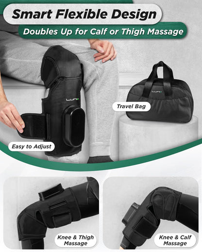 Lunix LX4 FSA Cordless Knee Massager with Heat, Compression & Vibration, Rechargeable Wrap for Knee, Calf & Thigh, Hot/Cold Therapy Option, Touchscreen Control for Everyday Comfort, Charcoal Black