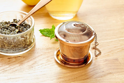 Tea Infuser Set of 2 with Tea Scoop & Drip Trays - 304 Stainless Steel Ultra Fine Mesh Loose Leaf Tea Strainer, Reusable Tea Steeper Basket for Rooibos, Green, Black, Herbal & Oolong Tea, etc
