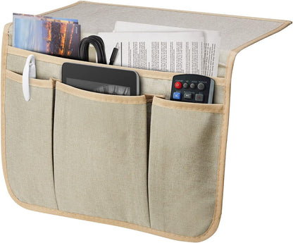 Bedside Caddy Bedside Storage Organizer Magazine Phone Tablet iPad Remote Holder, Organizer Caddy for Home College Dorm Bed, Sofa, Bunk Bed (Grey)