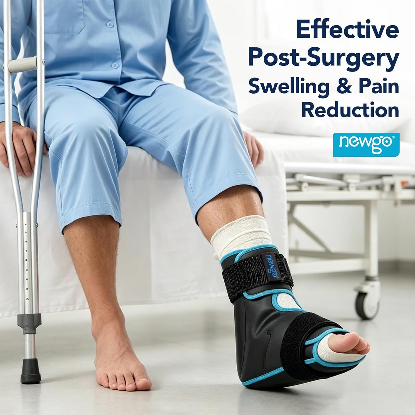 NEWGO Foot Ice Pack Wrap – Cold Compression for Plantar Fasciitis, Black | 360° Full Coverage Gel Ice Boot, Reusable For Heel & Ankle Pain, Swelling, Achilles Tendonitis, Sprains