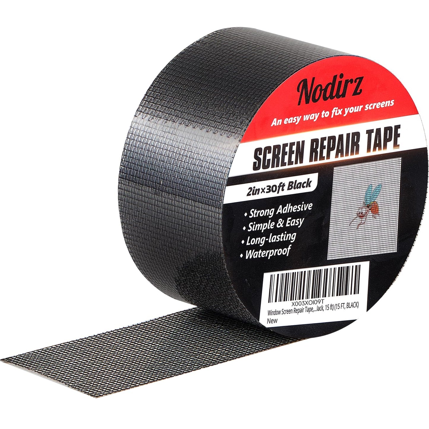 Window Screen Repair Tape, 2 in X 15 FT (180IN) Screen Repair Kit for Windows or Doors, Strong Adhesive Screen Patch Repair Kit Mesh Repair (Black, 15 FT)