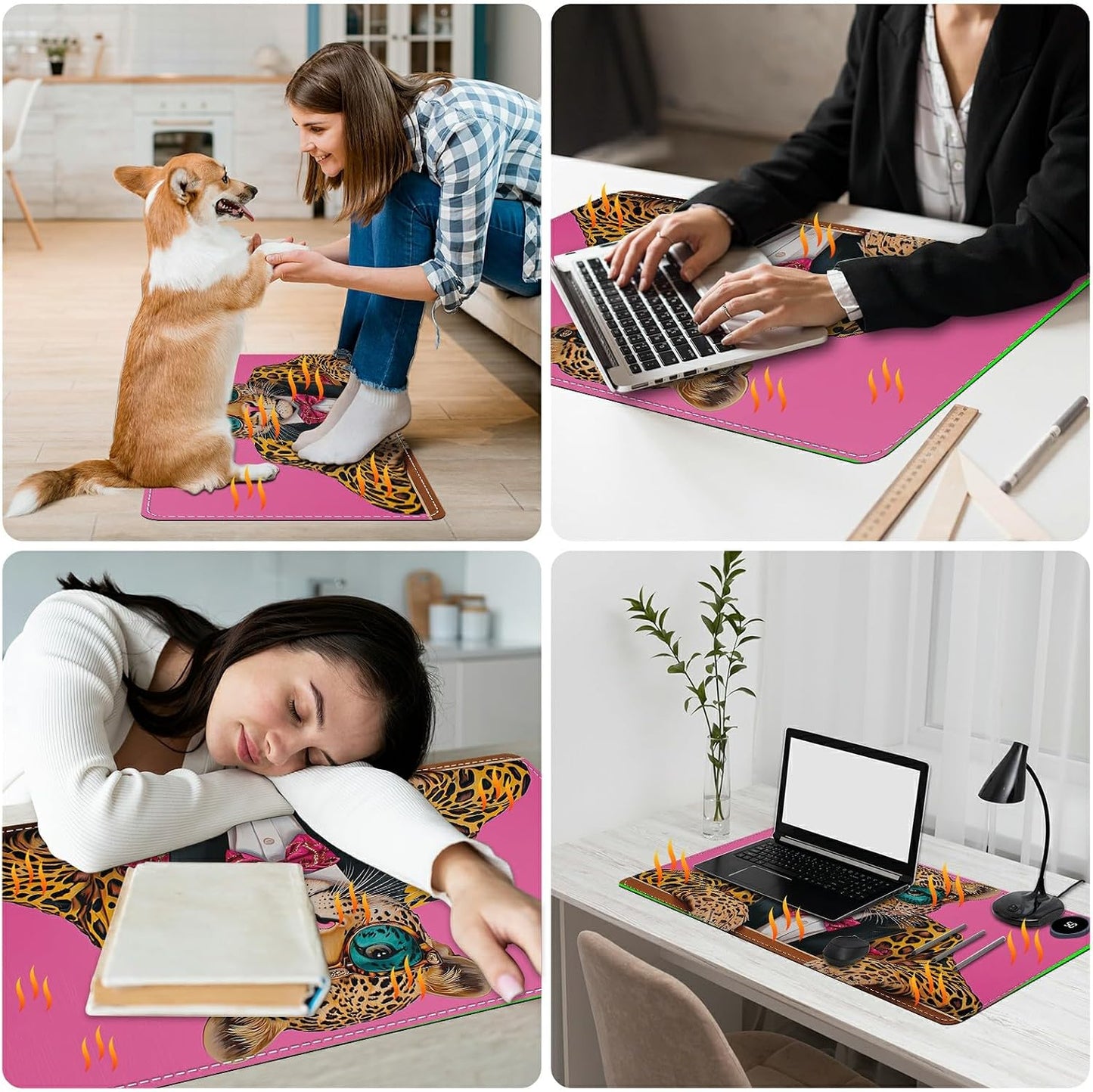 Heated Desk Pad Heated Large Mouse Pad, Electric Quickly Warm Desk Mat with 3 Levels Heating 3 Hours Auto Shut-Off, 31.5" x 13" Warm Gaming Mousepad Hand Foot Warmer, Baby Elephant