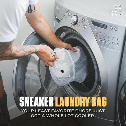 RESHOEVN8R Sneaker Laundry Bag for Washing Machine - Mesh, Dual Lace Lock | Mesh washing bag with dual lace-locking system protects sneakers in the wash, compatible with Nike, Jordan, Adidas & Yeezy
