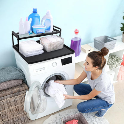 Washer Dryer Countertop with Adjustable Shelf, Expandable Washer and Dryer Countertop with Non-Slip Mat, Universal Fit Large Space Laundry Room Organization(23.6x8.6x7in)