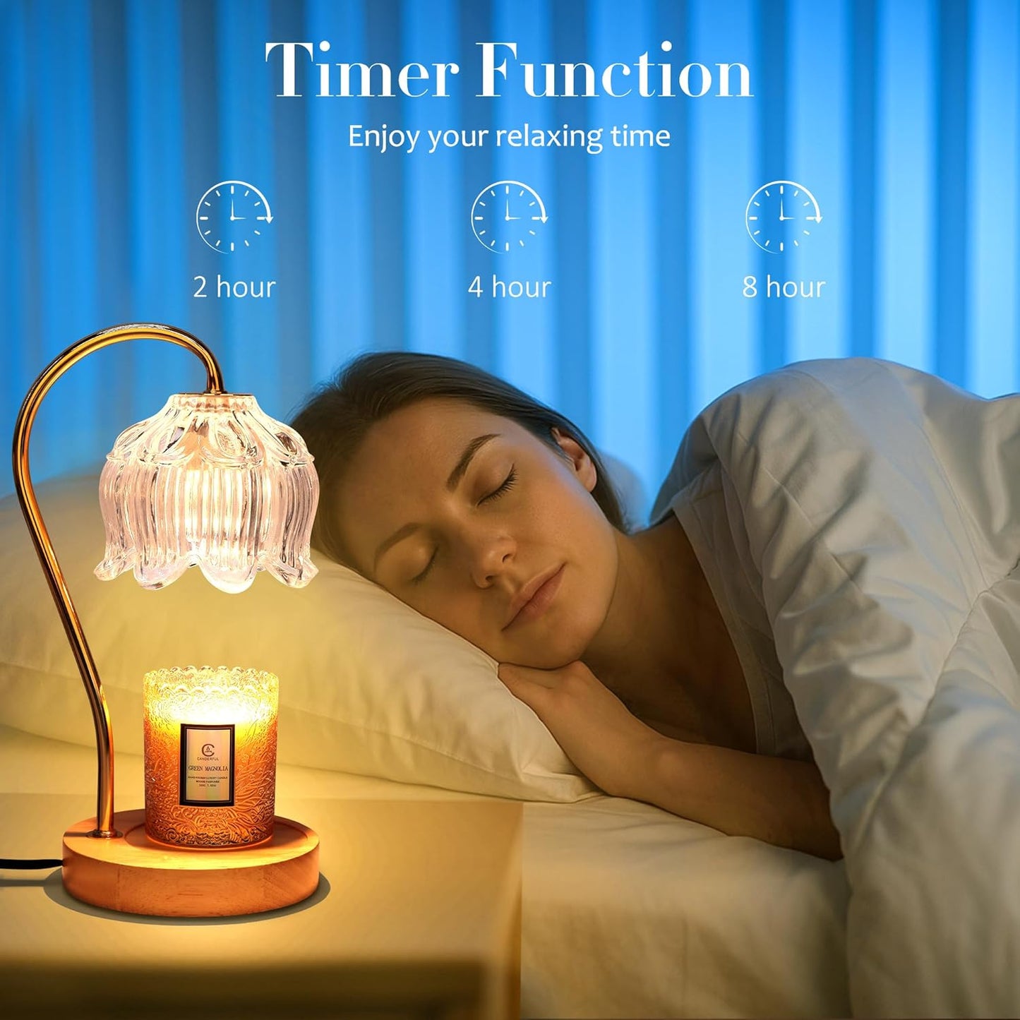 Flower Candle Warmer Lamp with Timer & Dimmer | Fits All Jar Scented Candles - Christmas & Mothers Day Gift for Women，Mom，Her