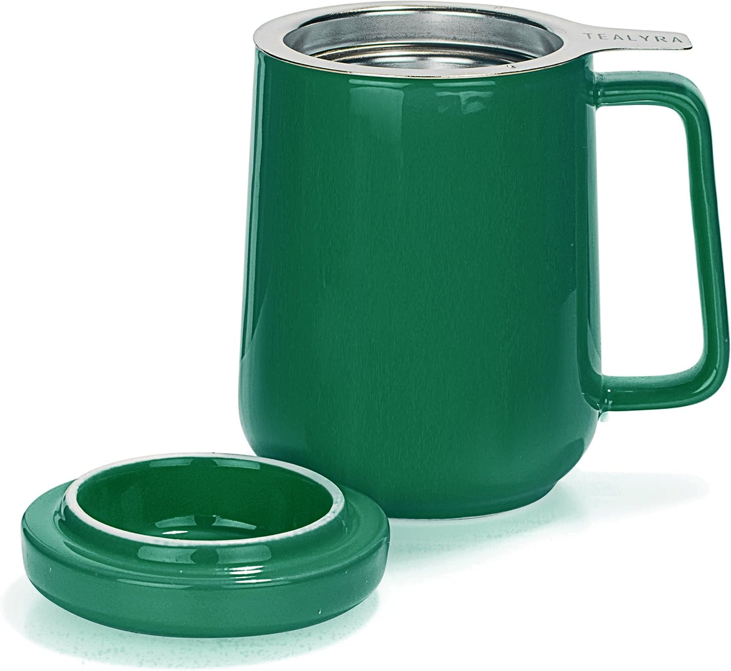 Tealyra - Peak Ceramic Red Tea Cup Infuser - 19-ounce - Large Tea High-Fired Ceramic Mug with Lid and Stainless Steel Infuser - Tea-For-One Perfect Set for Office and Home Uses - 580 milliliter