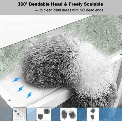 Retractable Gap Dust Cleaner Under Appliance Microfiber Duster Dust Brush with Extension Pole (36 to 49 inches) Cleaning Duster for Bed High Ceilings Furniture Bottom Household Gap Duster Gray