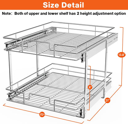 ROOMTEC Pull Out Cabinet Organizer, Pull Out Shelves 5½" W x 21½" D, Heavy Duty Cabinet Drawers Slide Out Kitchen Organizers Storage Shelf