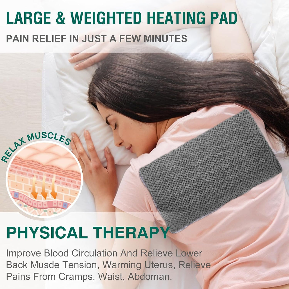 Microwavable Heating Pads 15 * 9", Weighted Moist Microwave Heat Pad for Cramps Neck Shoulder, Back Pain Relief, Warm Compress Rice Bean Bag Hot Pack for Muscles Ache, Joints, Unscented