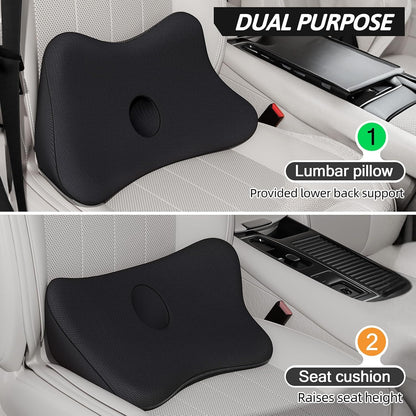 Benazcap Large Memory Foam Seat Cushion Lumbar Support Pillow for Sciatica & Tailbone Pressure Relief Coccyx Pad for Office Chair, Wheelchair, Car, Home, Office