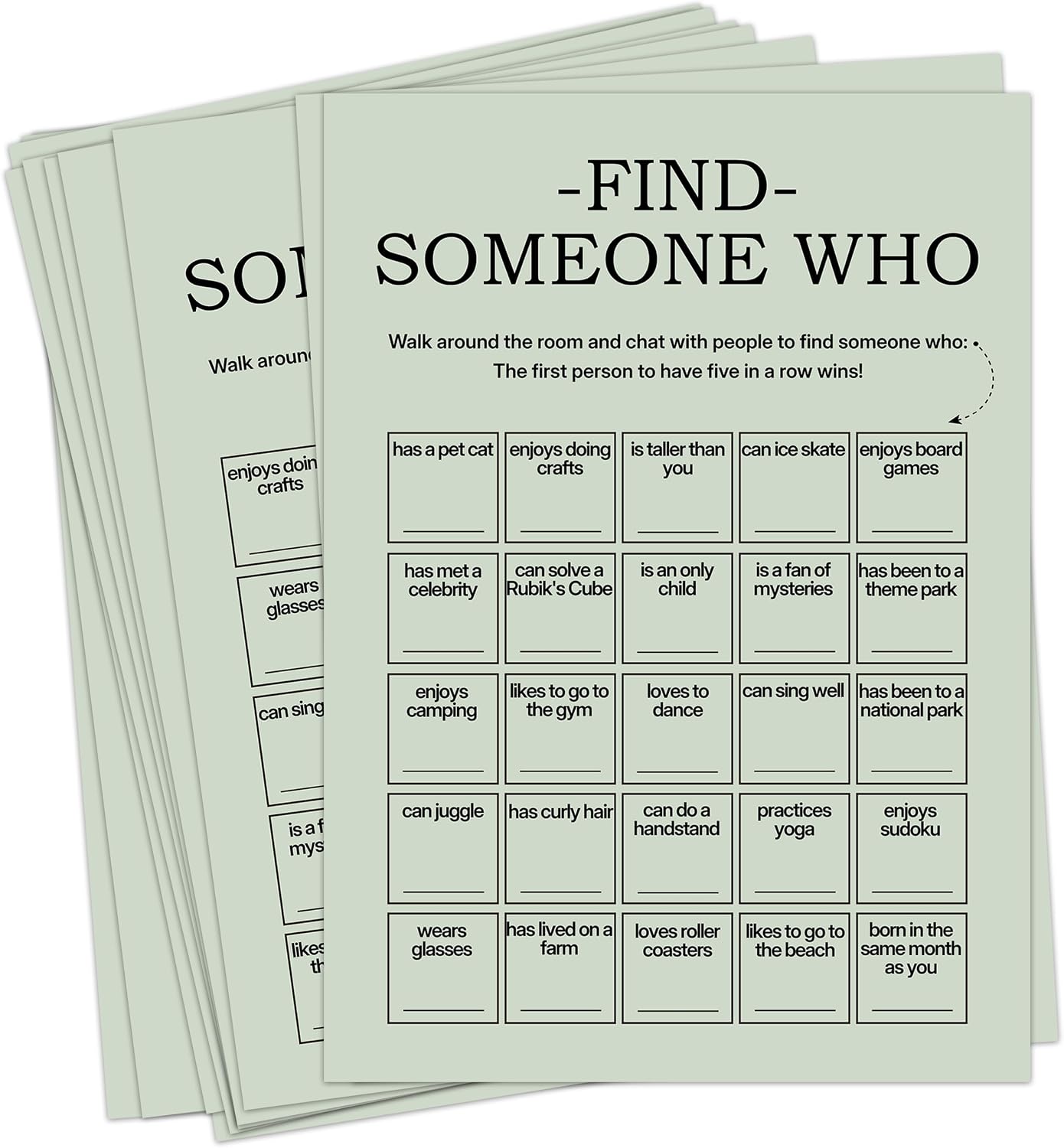 Find Someone Who Bingo Cards, 25 Unique Sheets, Team Building Games for Work, Icebreaker Fun, Engaging Office Games, Team Building Activity for Employees and Groups - Brown
