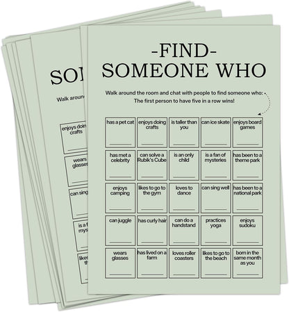 Find Someone Who Bingo Cards, 25 Unique Sheets, Team Building Games for Work, Icebreaker Fun, Engaging Office Games, Team Building Activity for Employees and Groups - Brown