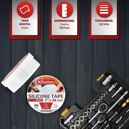 XFasten Self Fusing Silicone Tape Waterproof – 1" x 36 Feet Black, Self Amalgamating Tape, Silicone Rubber for Plumbing, Sealing Pipes, Hose Repair, Outdoor Coax and Electrical Cables – Weatherproof