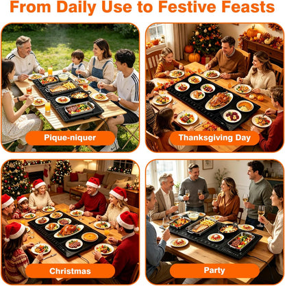 Electric Warming Tray 5-in-1 Food Warmers for Parties Buffet with 10 Temp & 24H Timer,41" x 15" Glass Warming Mat for Food Modular Warmers for Food Trays Buffet, for Family Women